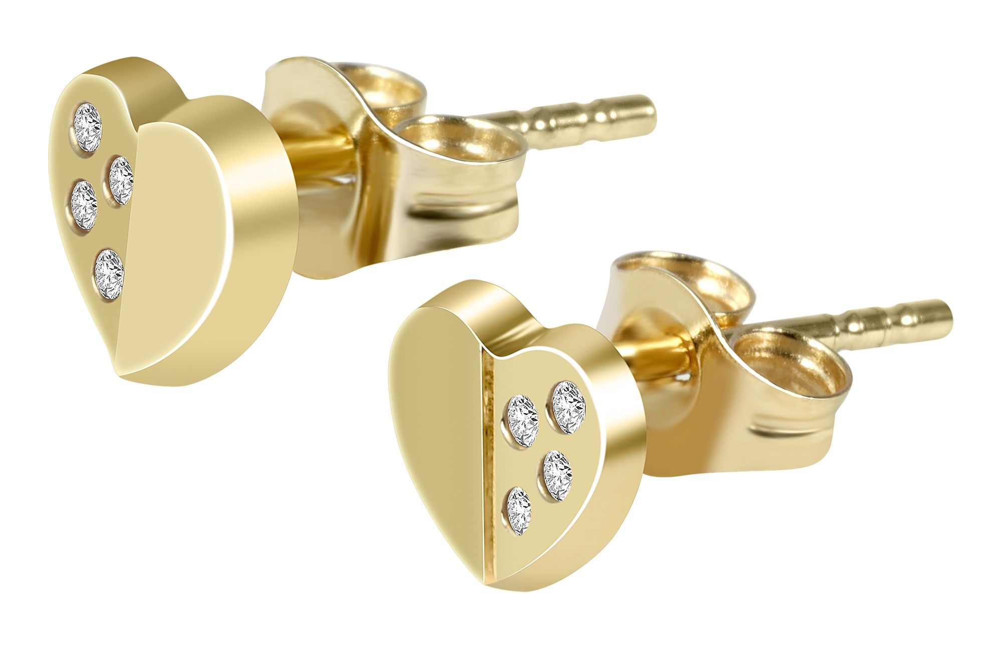 333/- Gold "Ankil" Ohrstecker Herz mit Zirkoniabesatz, Gelbgold, 8 Karat, Kinder