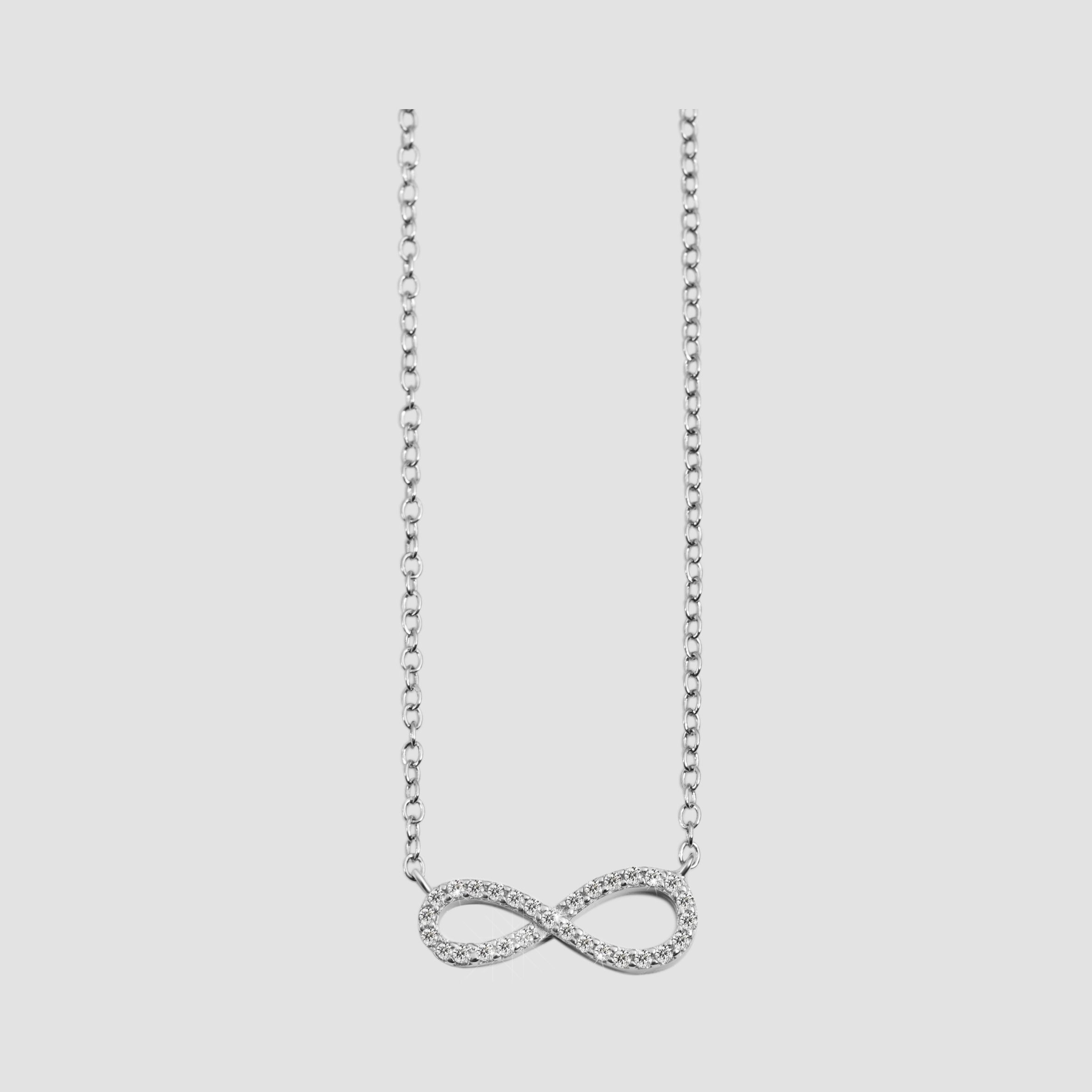 "Maysa" 925/rh Echt Silber Halskette mit Infinity-Anhänger mit Zirkoniabesatz, 42+3cm, silberfarben/ rhodiniert