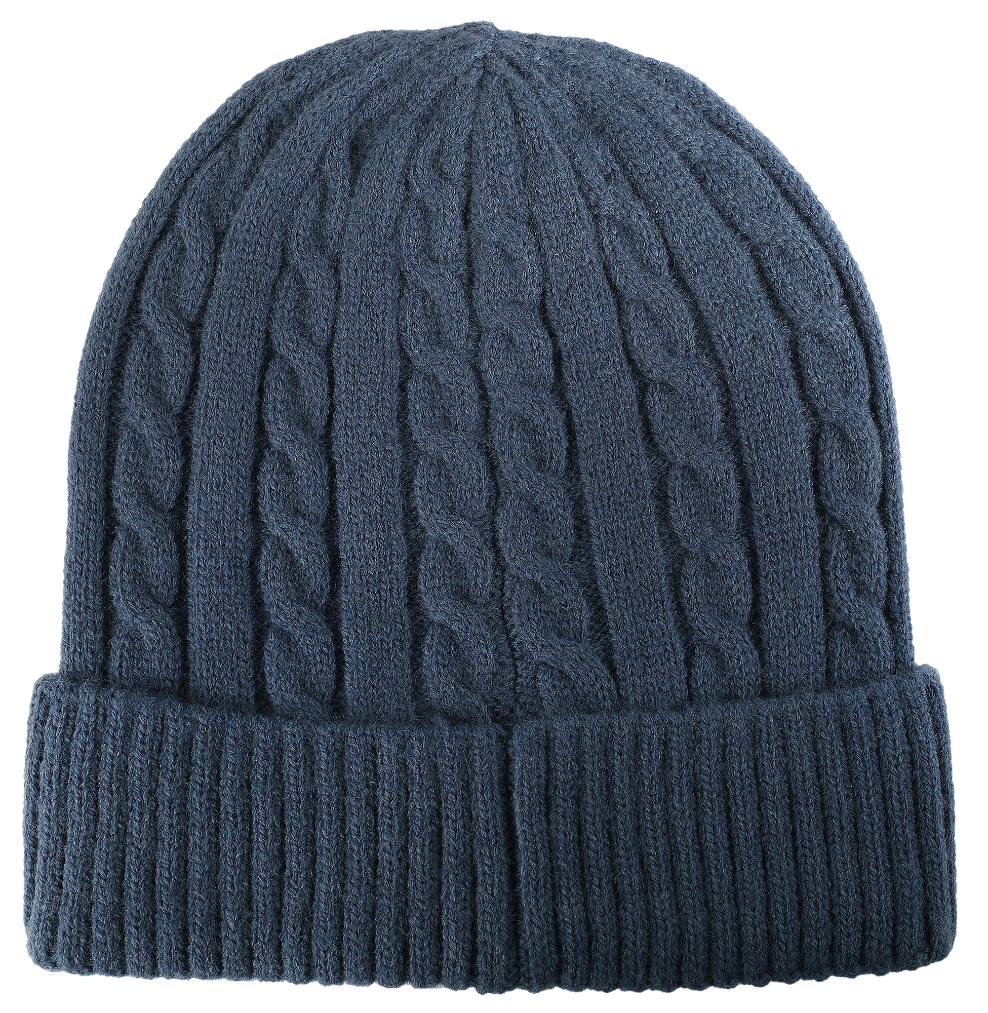 Akzent Strickmütze mit Umschlag, 100% Acryl, 4-VE, dunkelblau