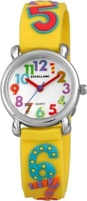 Excellanc Kinderarmbanduhr, Silikonarmband, silberfarben/gelb