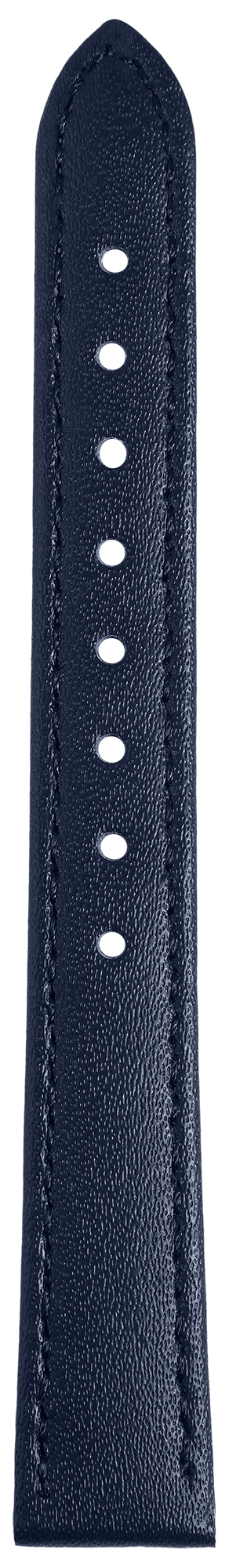 Echtleder-Uhrenarmband, dunkelblau/ silberfarben, 16 mm