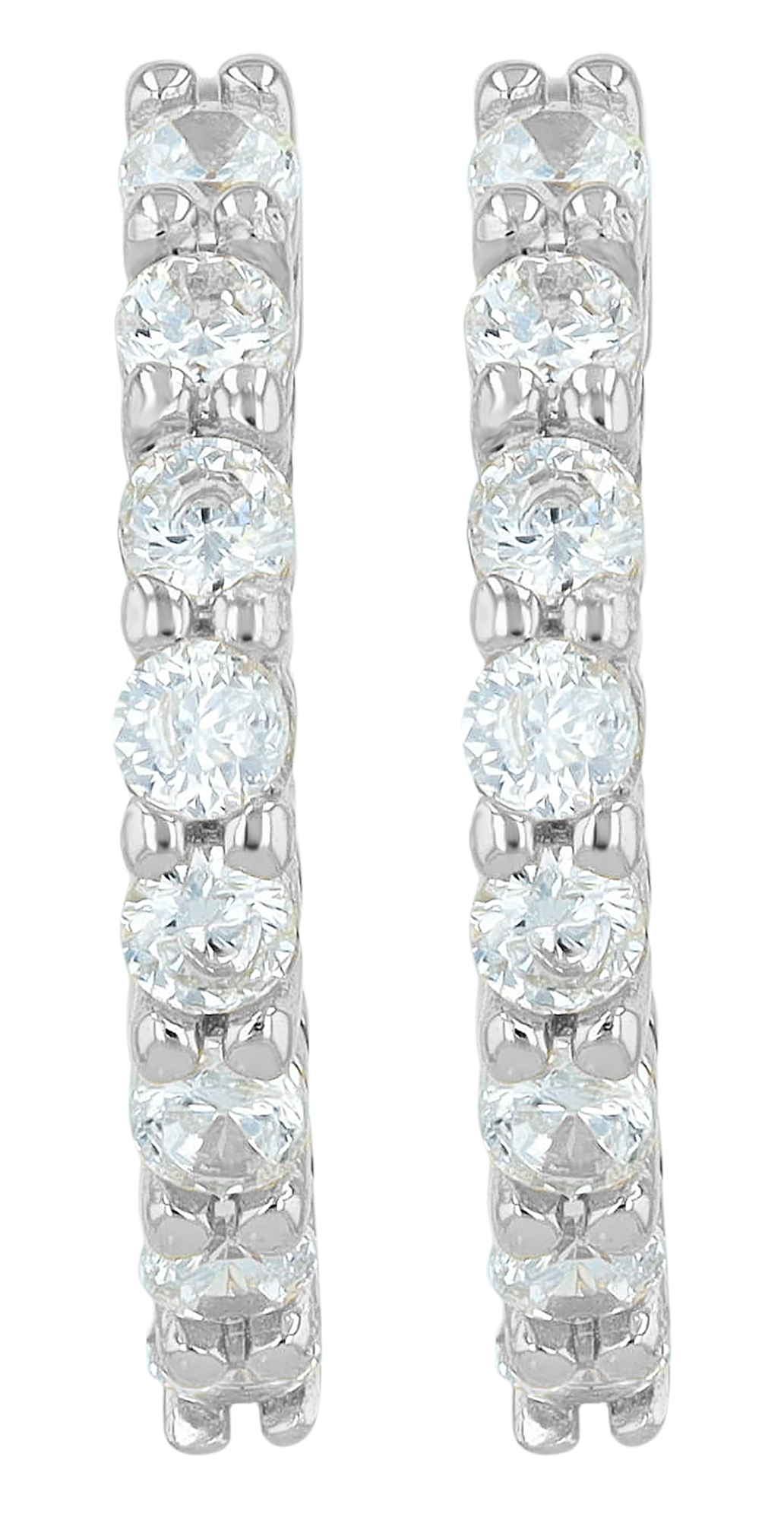 "Alev", 925/- Echt Silber Creolen mit Zirkonia, rhodiniert