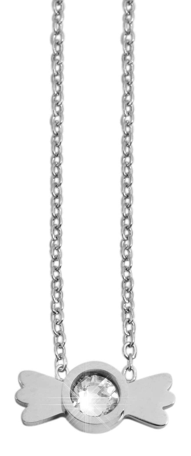 Akzent Ankerkette mit Anhänger, Edelstahl, Similibesatz, 43+5 cm, silberfarben