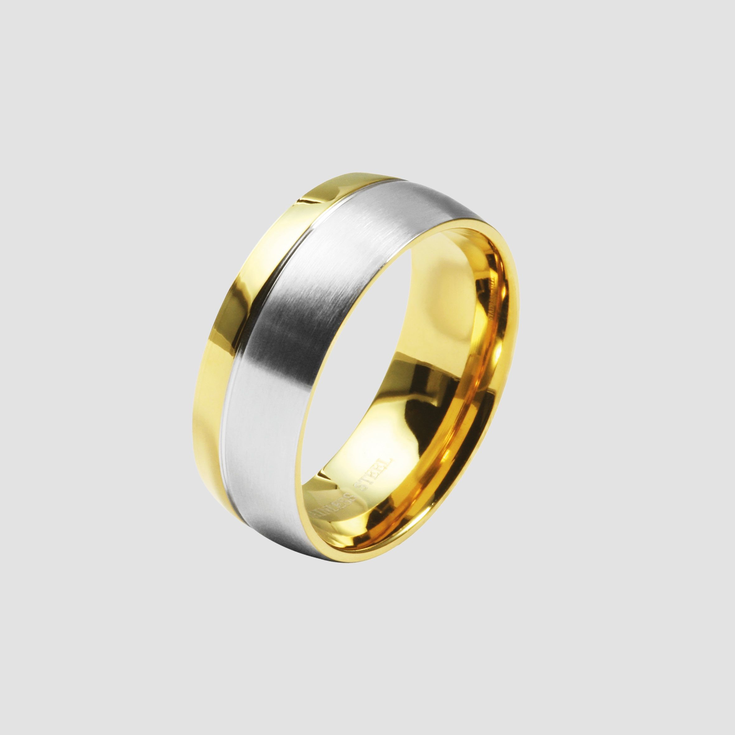 "Duo Expression" Herren-Partnerring, Akzent, Edelstahl, bicolor (silberfarben/ goldfarben)