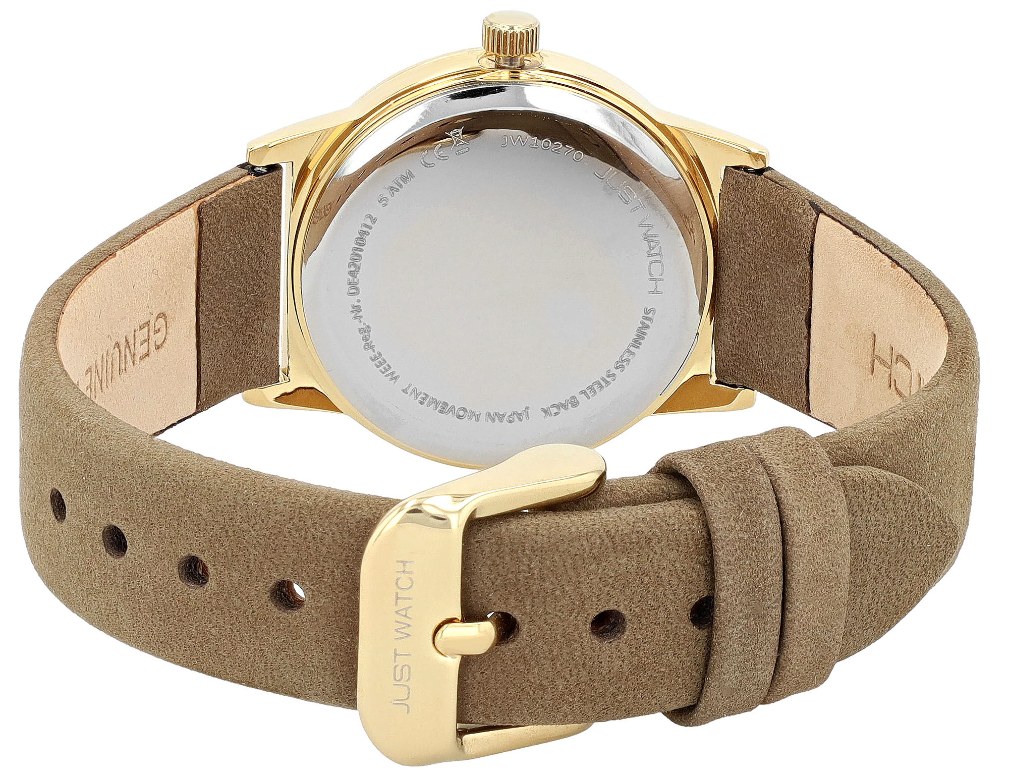 JUST WATCH Damenuhr "Naia" mit Echtlederband, Ø 30 mm, braun/ goldfarben