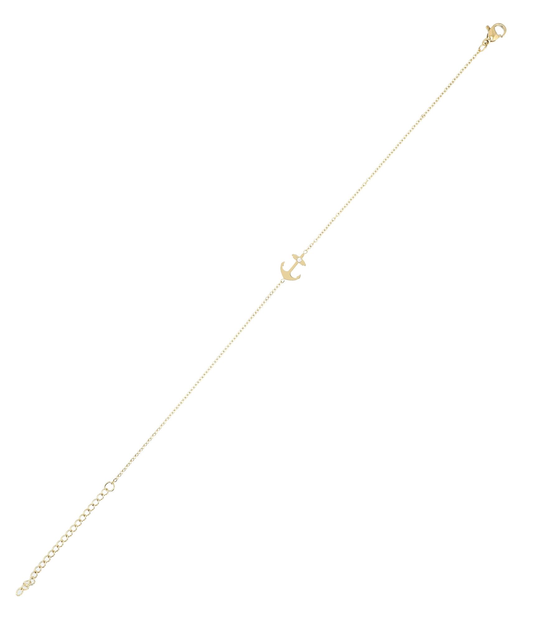 Akzent Fußkettchen "Vega" mit Anker, Edelstahl, 21+5 cm, goldfarben
