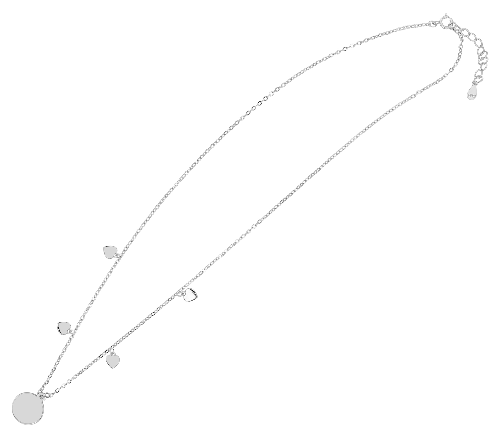 "Insi" 925/- Echt Silber Kette mit Anhänger, rhodiniert, Gravurplatte