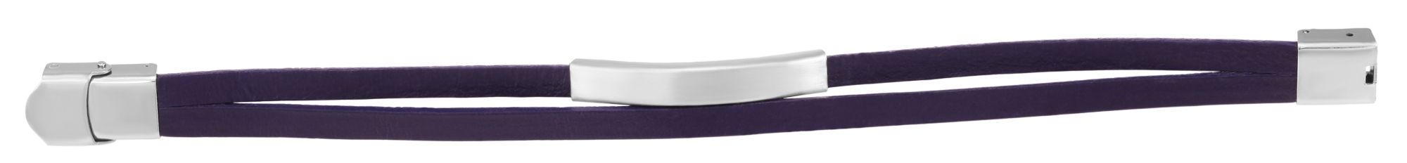 "Aron" Echtlederarmband mit Gravurplatte, 21 cm, blau