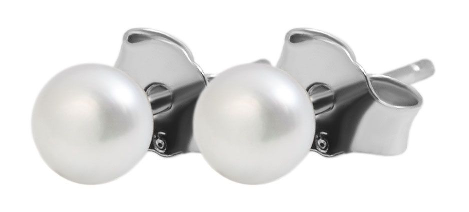 925/- Echt Silber Ohrstecker "Paulina" mit Süßwasserperle, rhodiniert