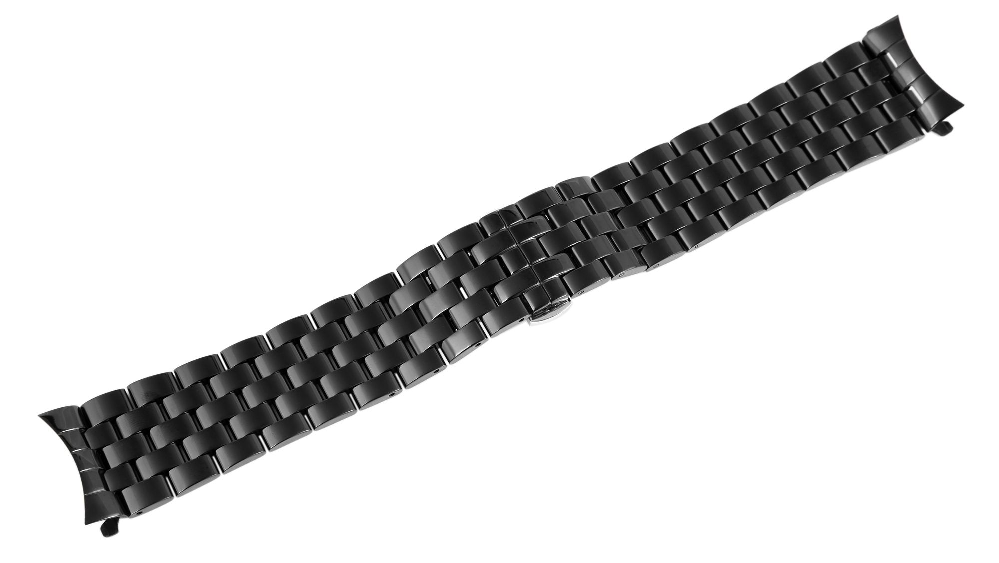 Edelstahl-Uhrenarmband, schwarz, Butterfly-Faltschließe, 22 mm