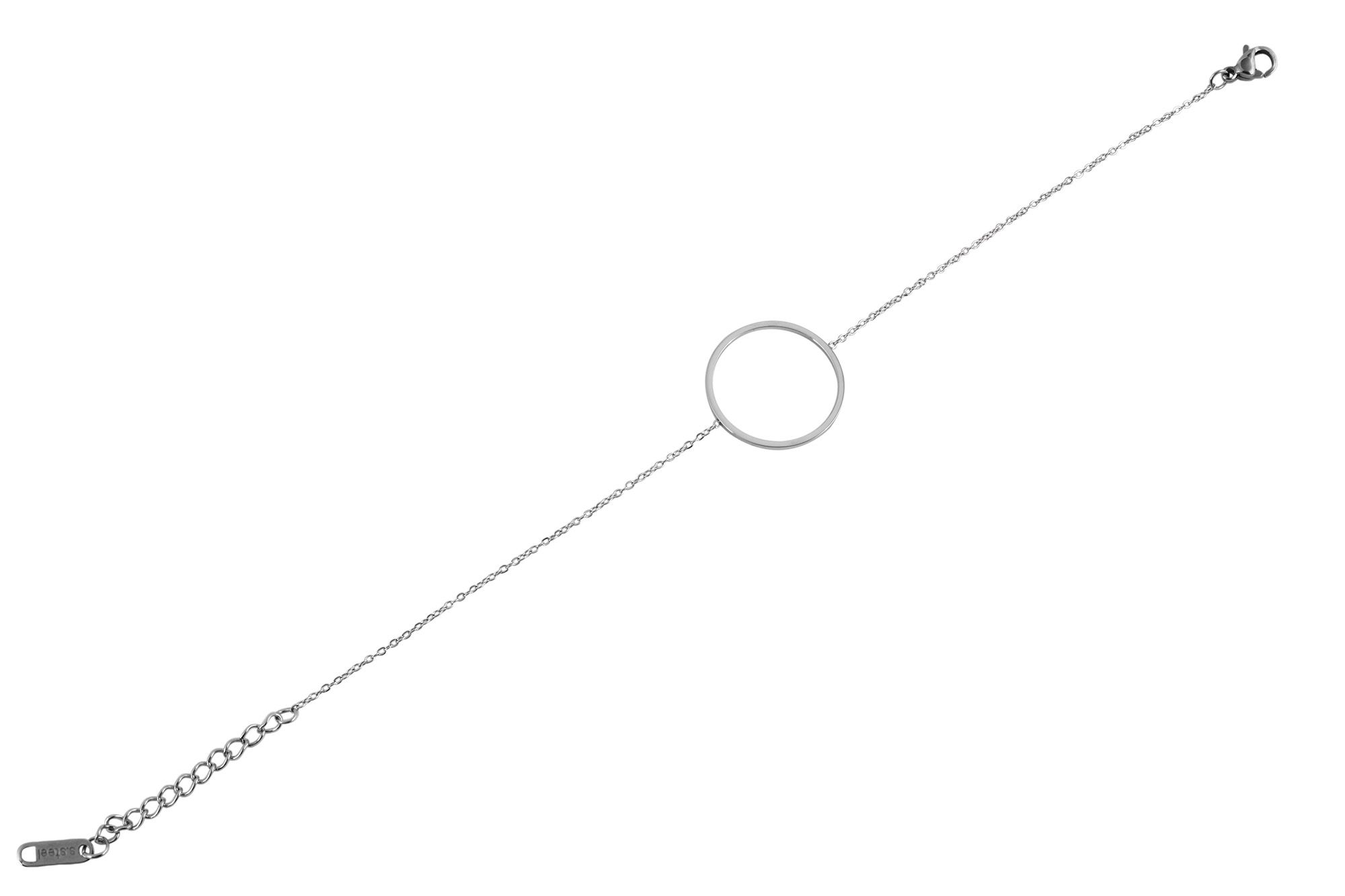 Akzent Edelstahlschmuckset aus Armband und Kette mit Anhänger, silberfarbig