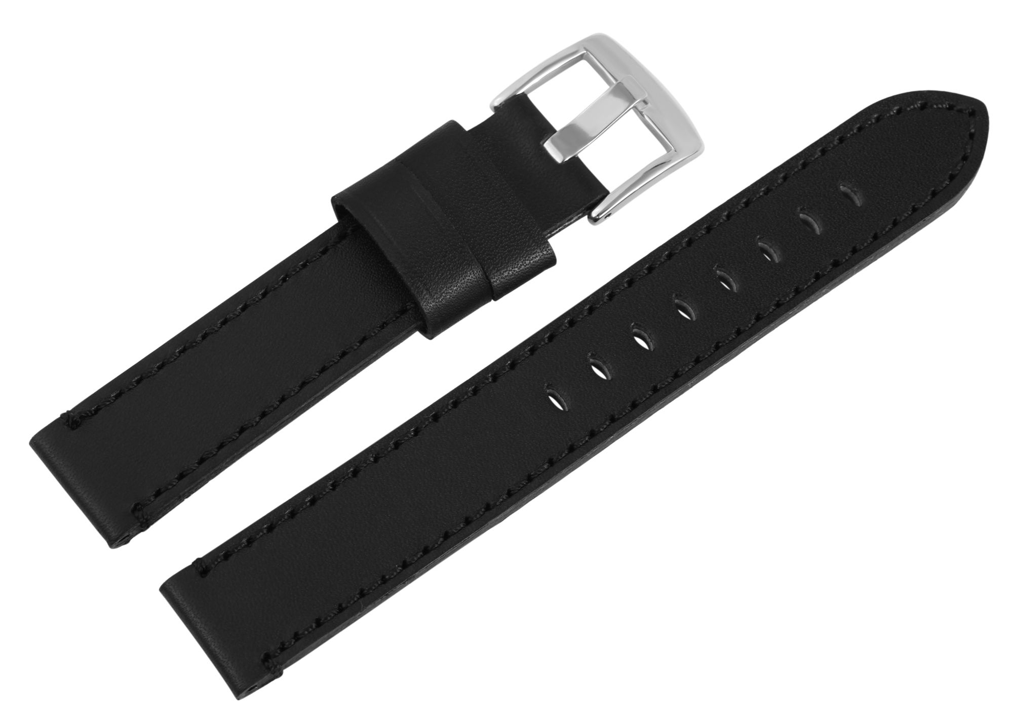 Echtleder-Uhrenarmband, schwarz, 24 mm