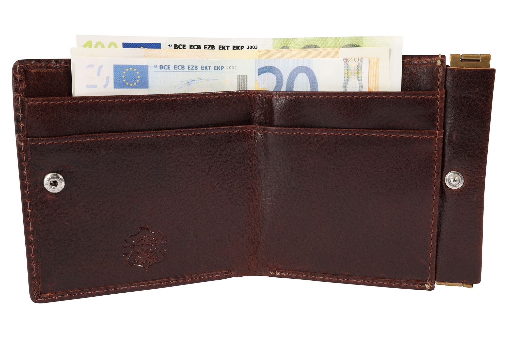 Carucci Echt Leder Geldbörse, RFID, Flex-Verschluss, braun