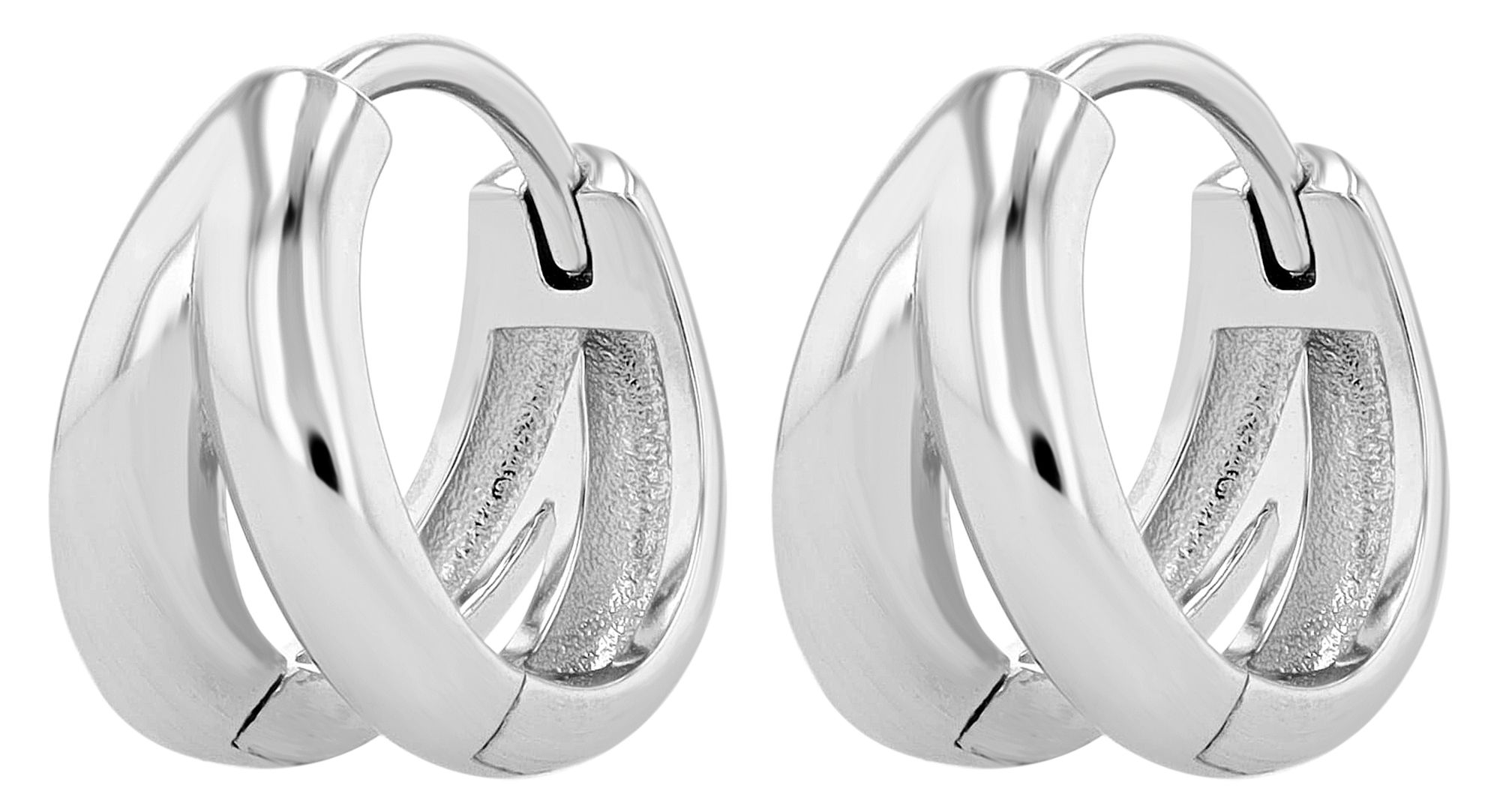 "Aries", 925/- Echt Silber Creole, doppelter Ohrring, rhodiniert
