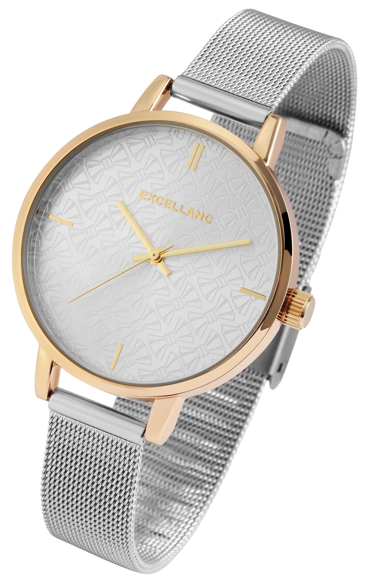 Excellanc Damenuhr mit Edelstahl Meshband in goldfarben
