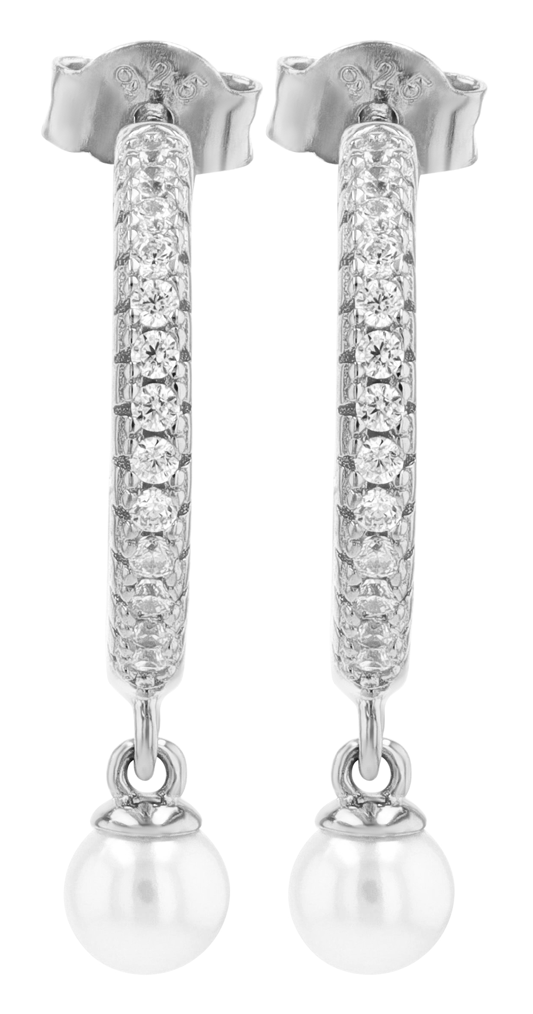 Sif Jakobs Jewellery 925/- Echt Silber Halbcreole mit Hänger "Ellera Perla Medio" Ø 10,5 mm, rhod.