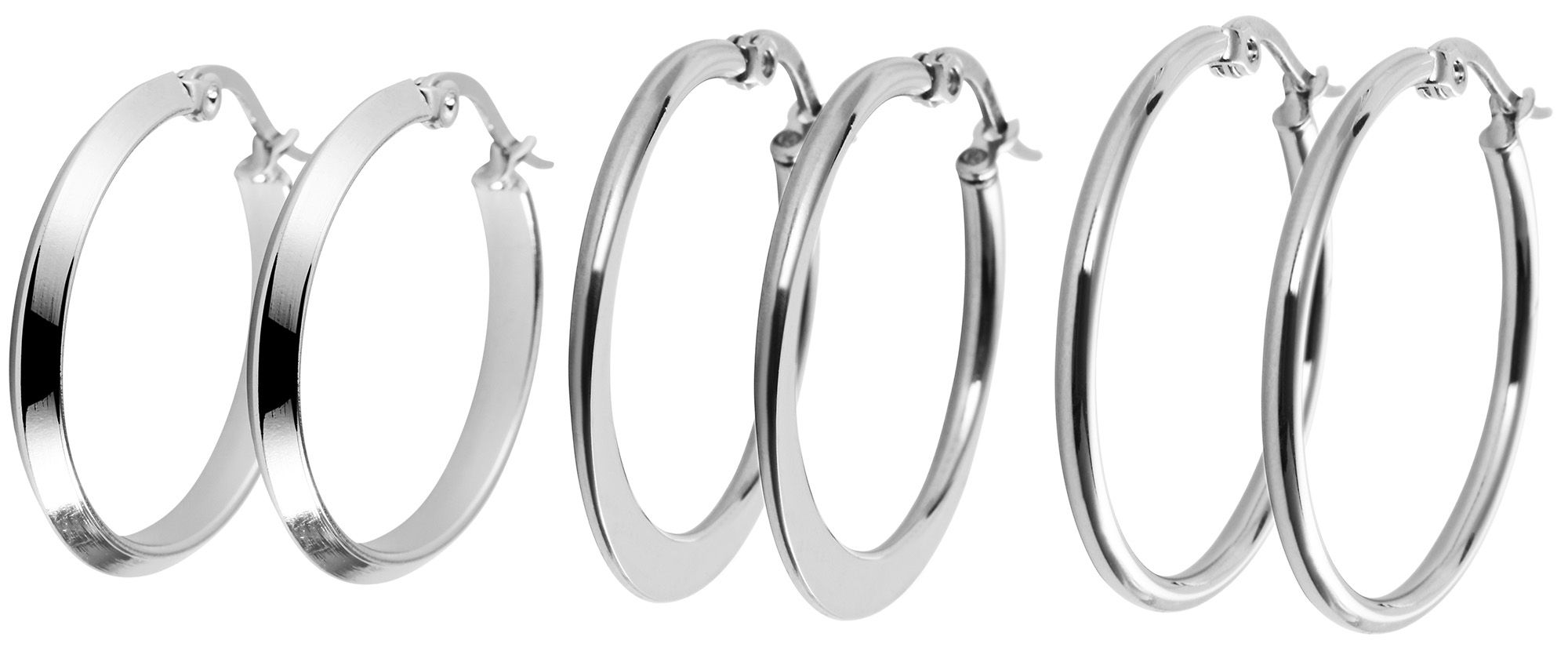 "Sheila"  Creolen aus Edelstahl, 3er Set (19mm/ 20mm/ 26mm), silberfarben