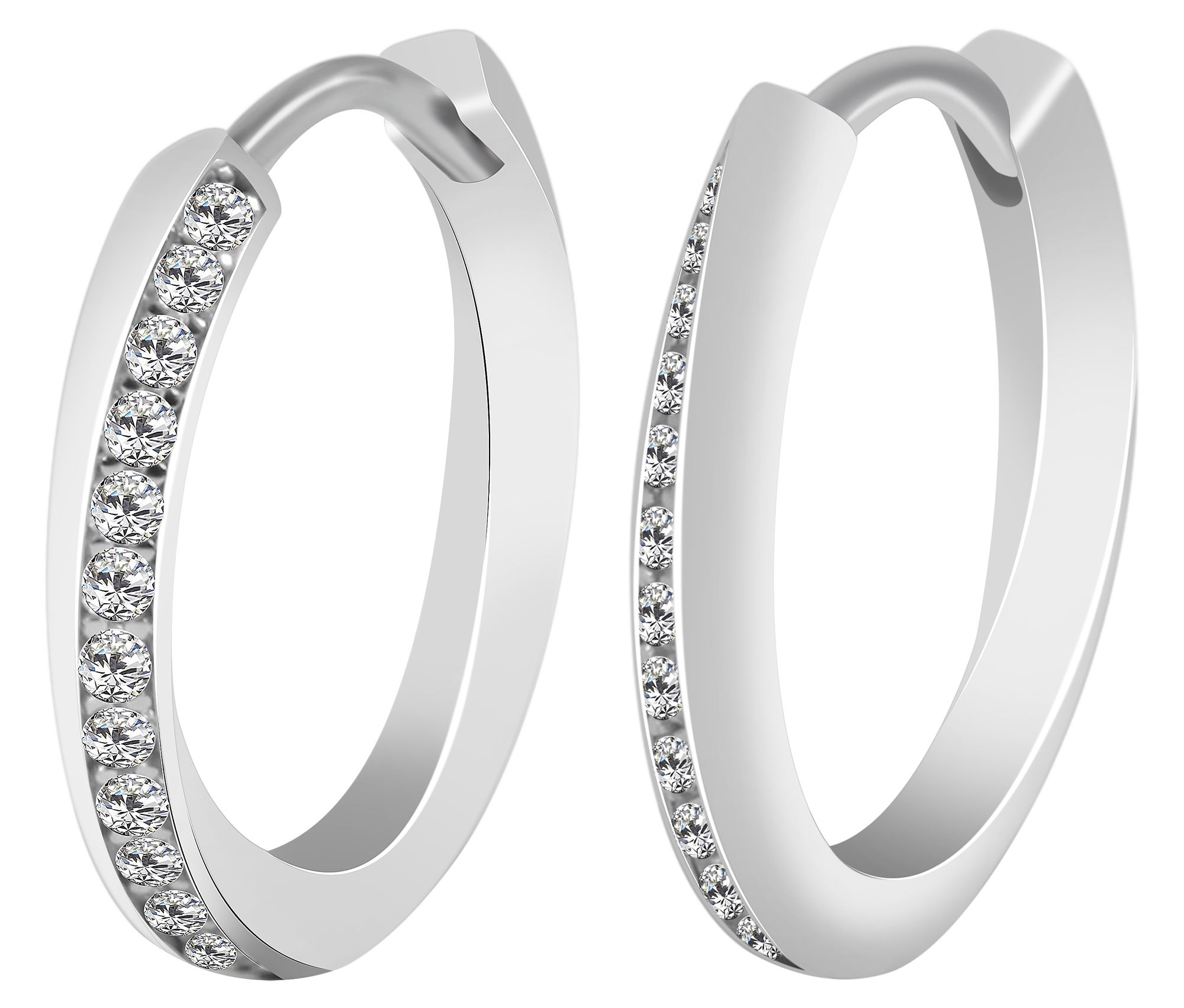 925/- Echt Silber Klapp-Creolen "Alette" mit Zirkoniabesatz, 925/rhodiniert