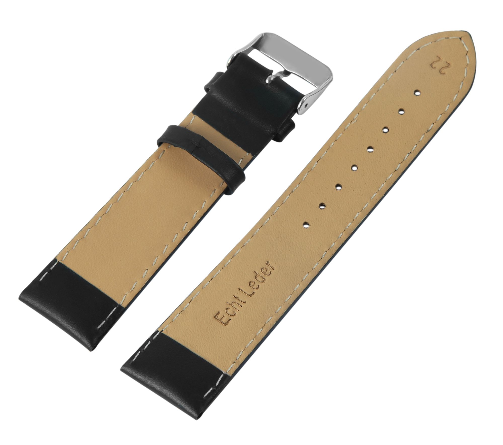 Basic Echtleder Armband, Edelstahl Dornschließe, schwarz, 24 mm