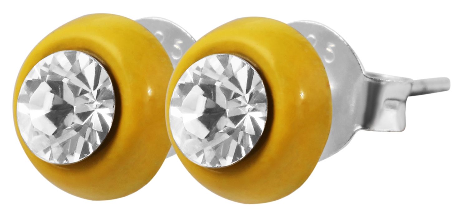 "Farbenfreunde Cleo" 925/- Echt Silber Kinder Ohrstecker, Similistein, rhodiniert, gelb