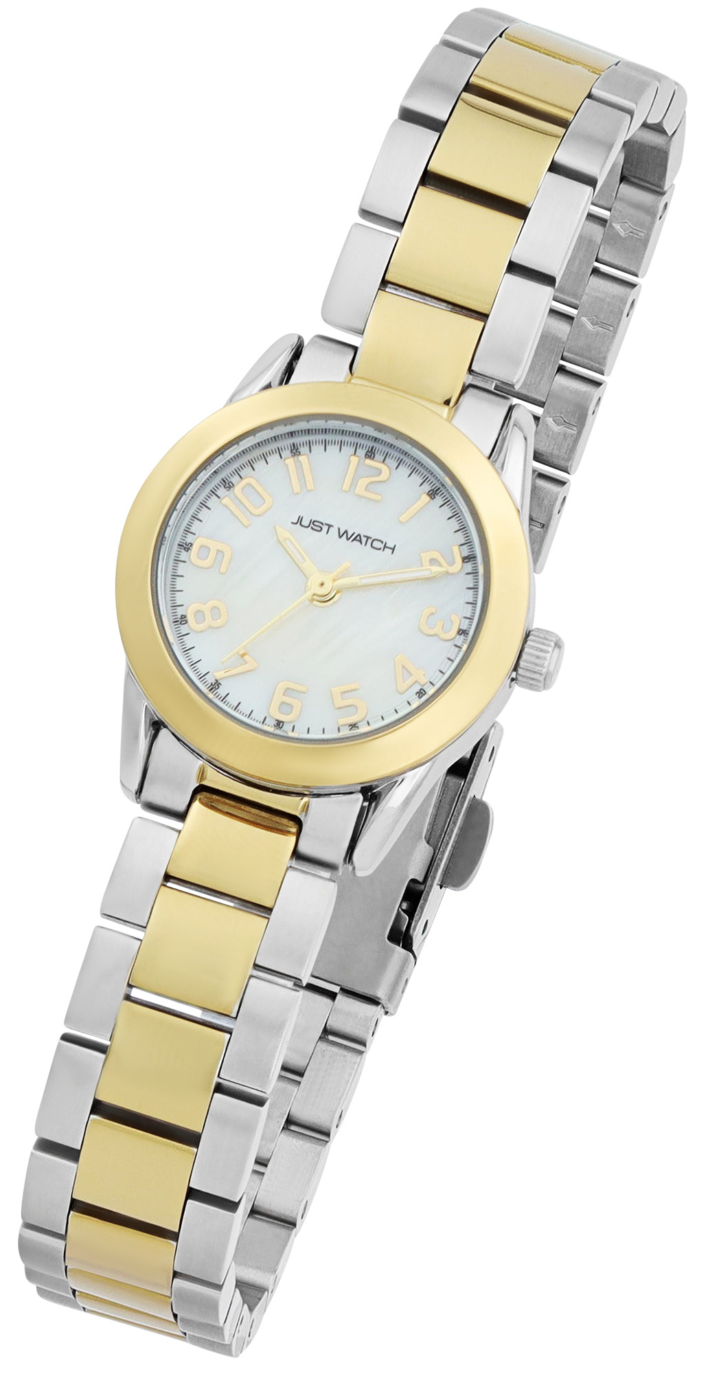 JUST WATCH Damenuhr "Jette" mit Edelstahlarmband, bicolor (silberfarben/ goldfarben)/ Perlmutt