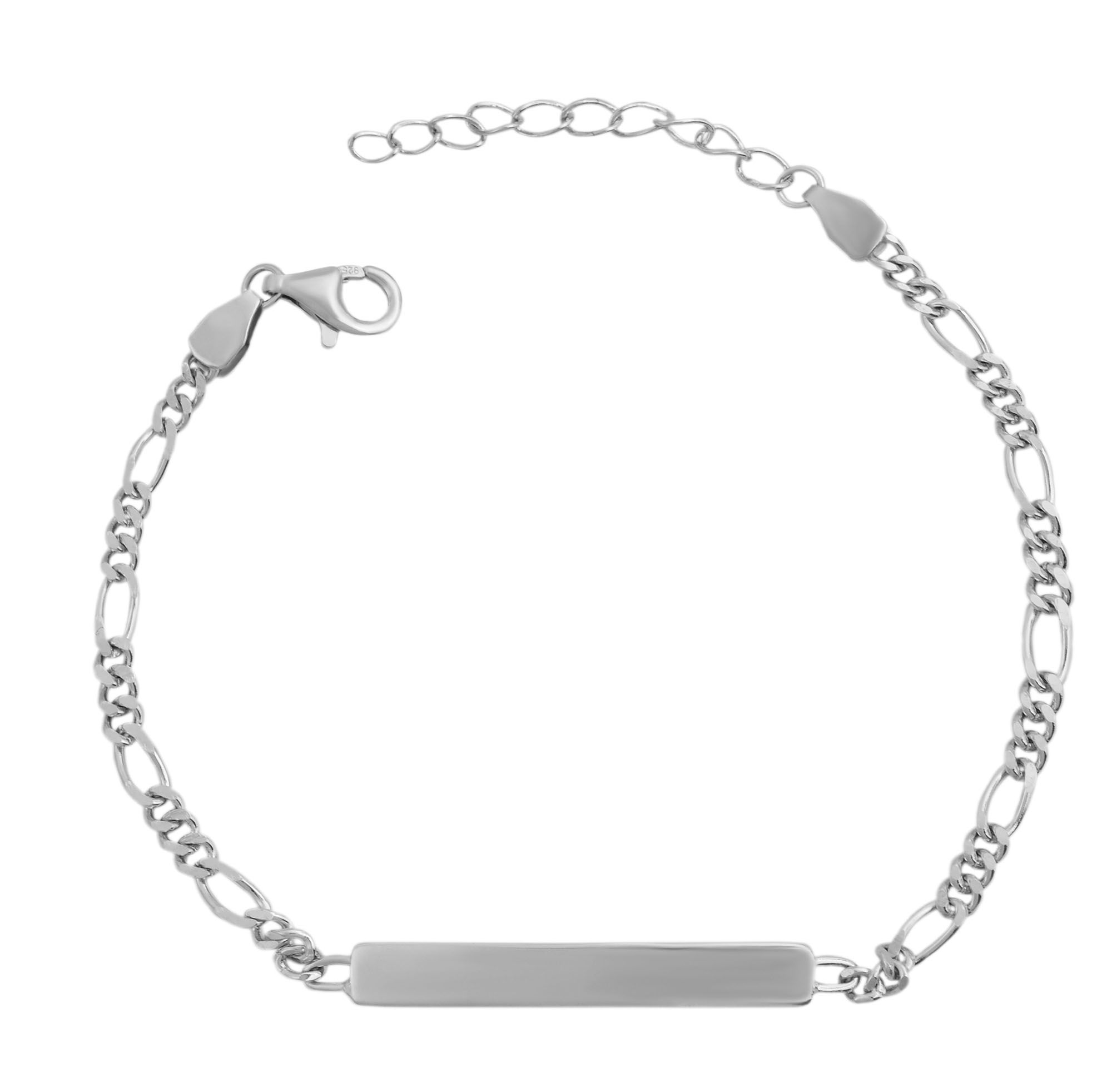 925/- Echt Silber Identarmband "Ida", 17+3 cm, 925/ rhodiniert
