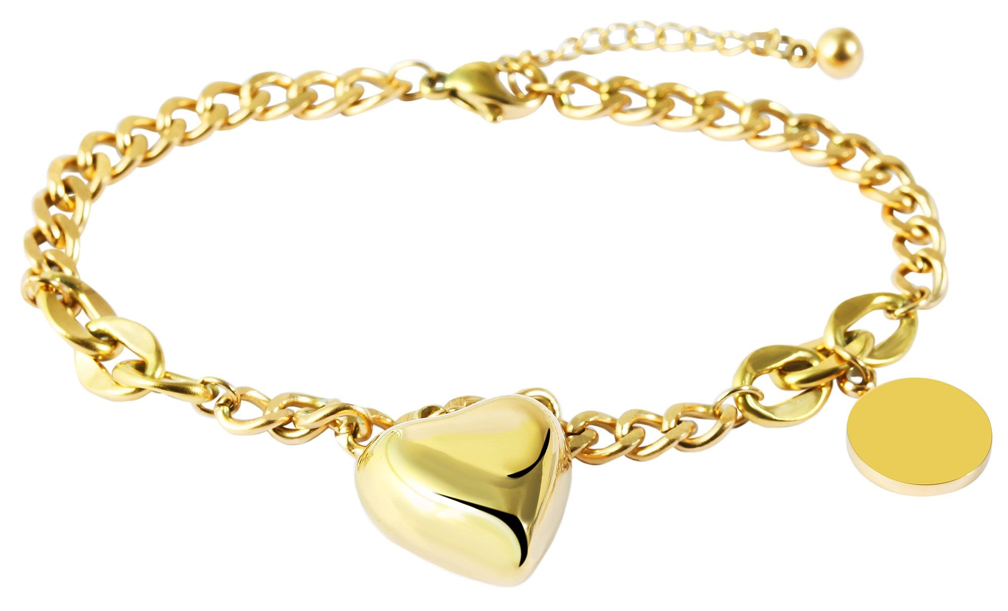 Akzent Armband mit Anhänger aus Edelstahl, gravurfähig, goldfarben