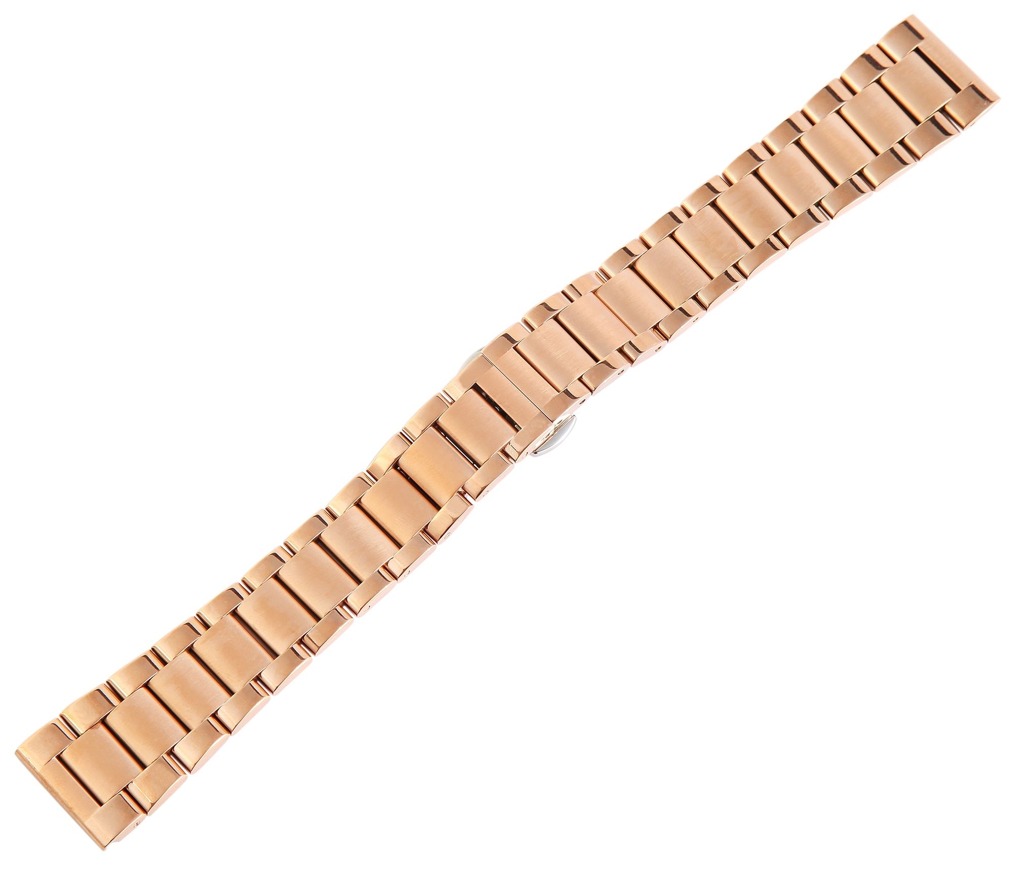 Edelstahl-Uhrenarmband, roségoldfarben, Butterfly-Faltschließe, 18 mm