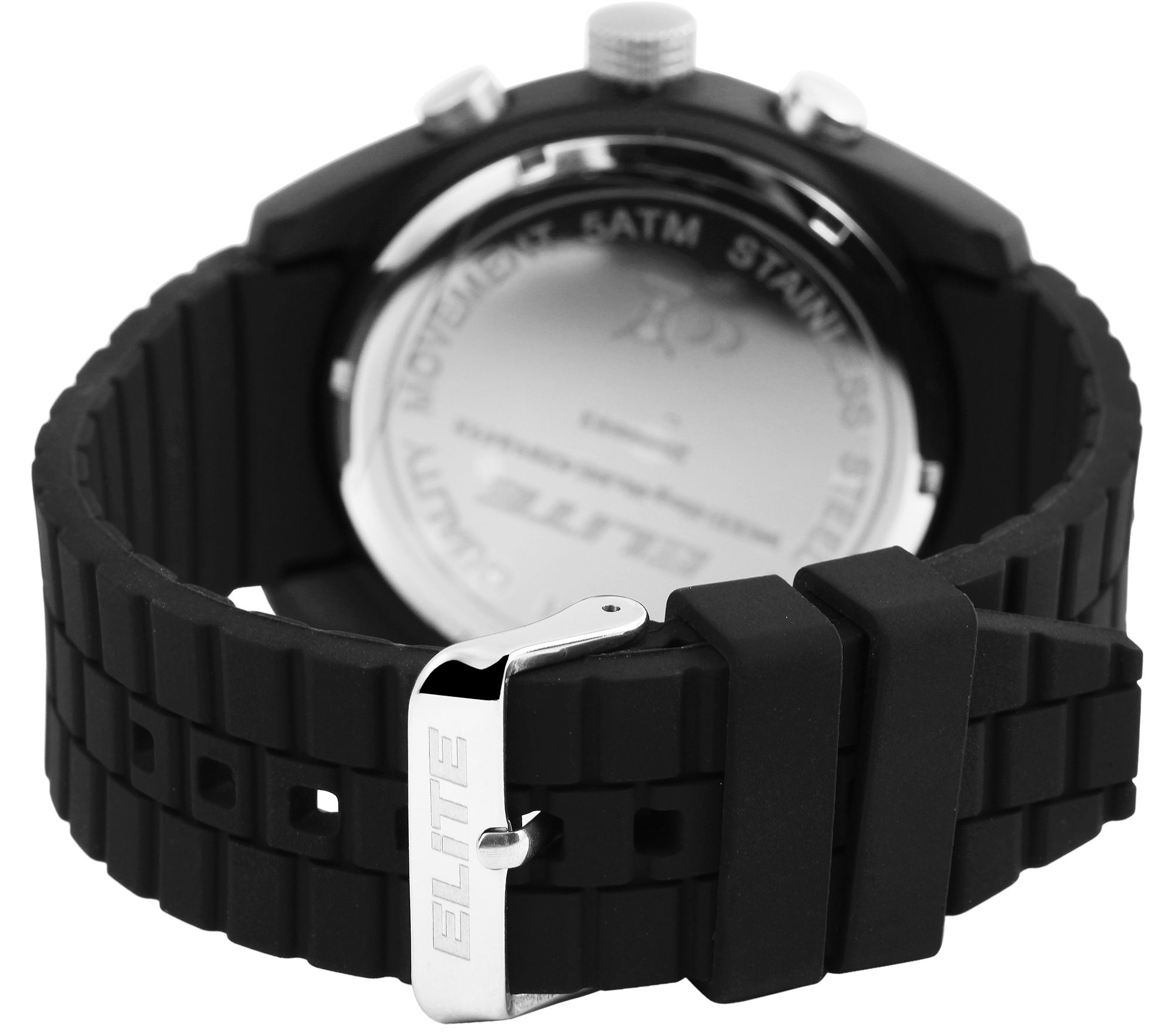 ELITE Herrenchronograph mit Silikonband, schwarz/anthrazitfarben