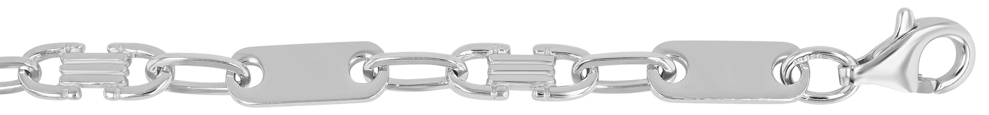 "Lumi" 925/- Echt Silber  Plattenkette, rhodiniert, 60 cm/ 6 mm