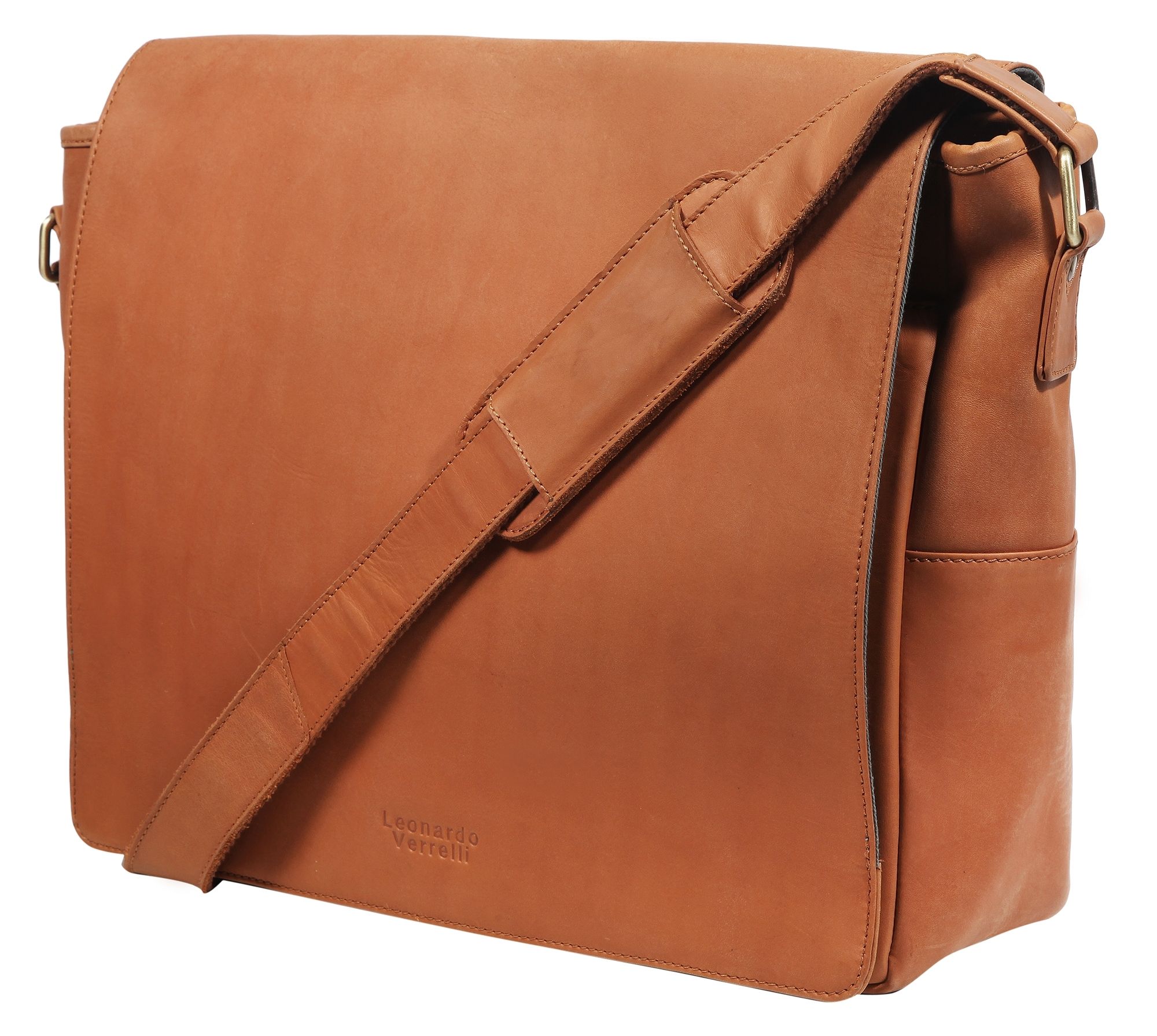 Leonardo Verrelli Echt Leder Laptoptasche Lehrertasche, Braun