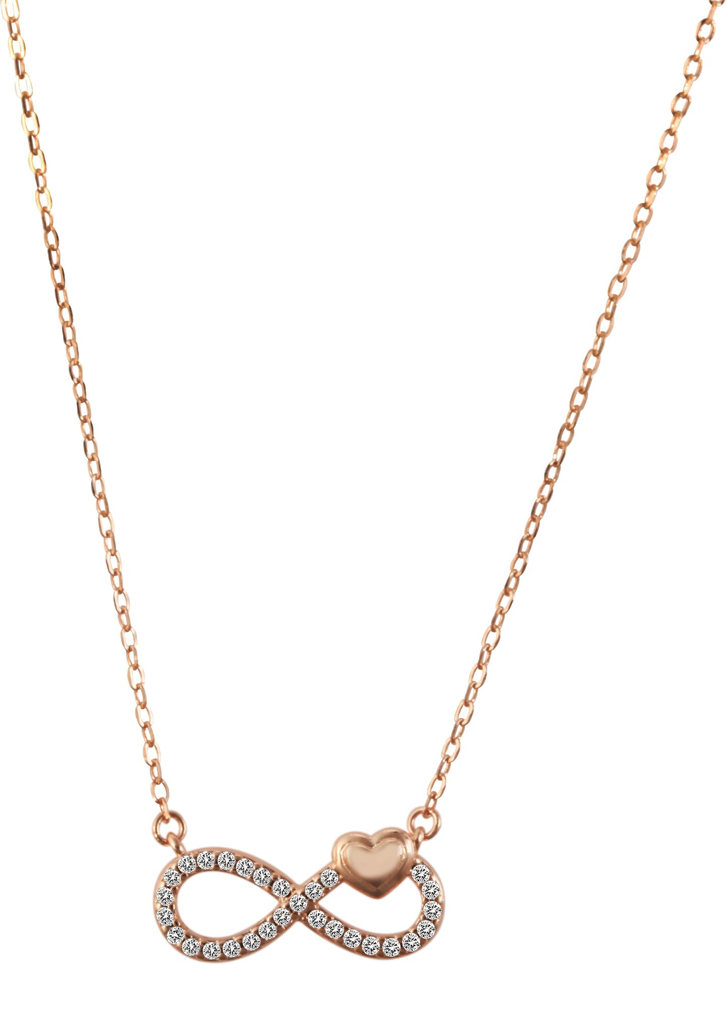 "Jihan", 925/- Echt Silber Halskette mit Anhänger Infinity mit Zirkonia, rosévergoldet, 42 cm