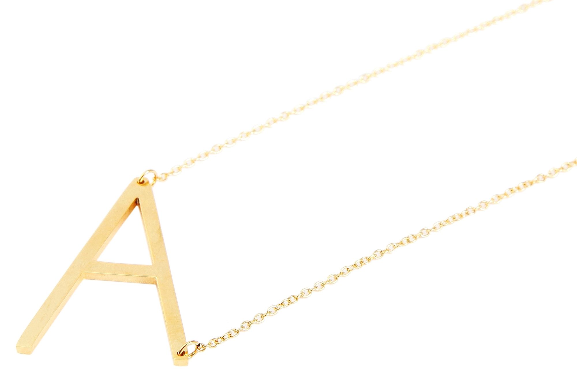 Akzent Ankerkette Edelstahl, goldfarben, Buchstabenanhänger A, Länge 43 +5 cm
