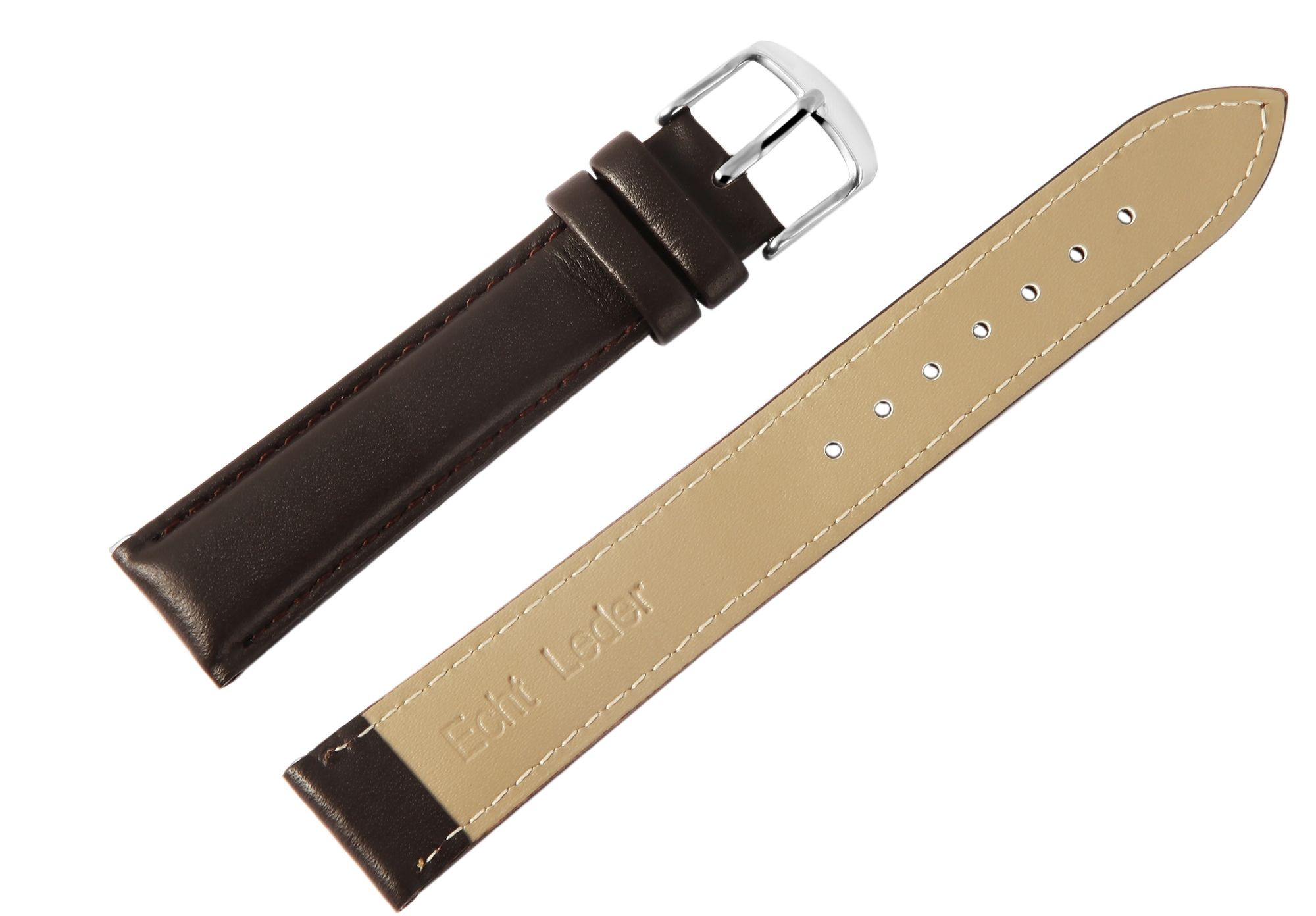 Echtleder-Uhrenarmband, dunkelbraun, 12 mm