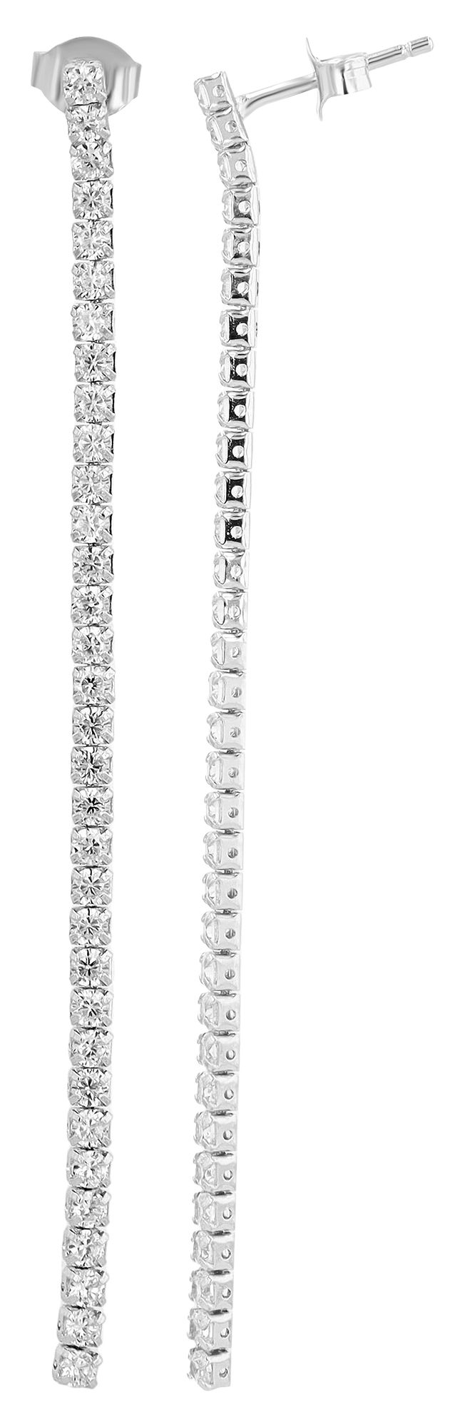"Alwina" 925/- Echt Silber Ohrstecker mit Hänger/ Tennis Ohrstecker, silberfarben rhodiniert