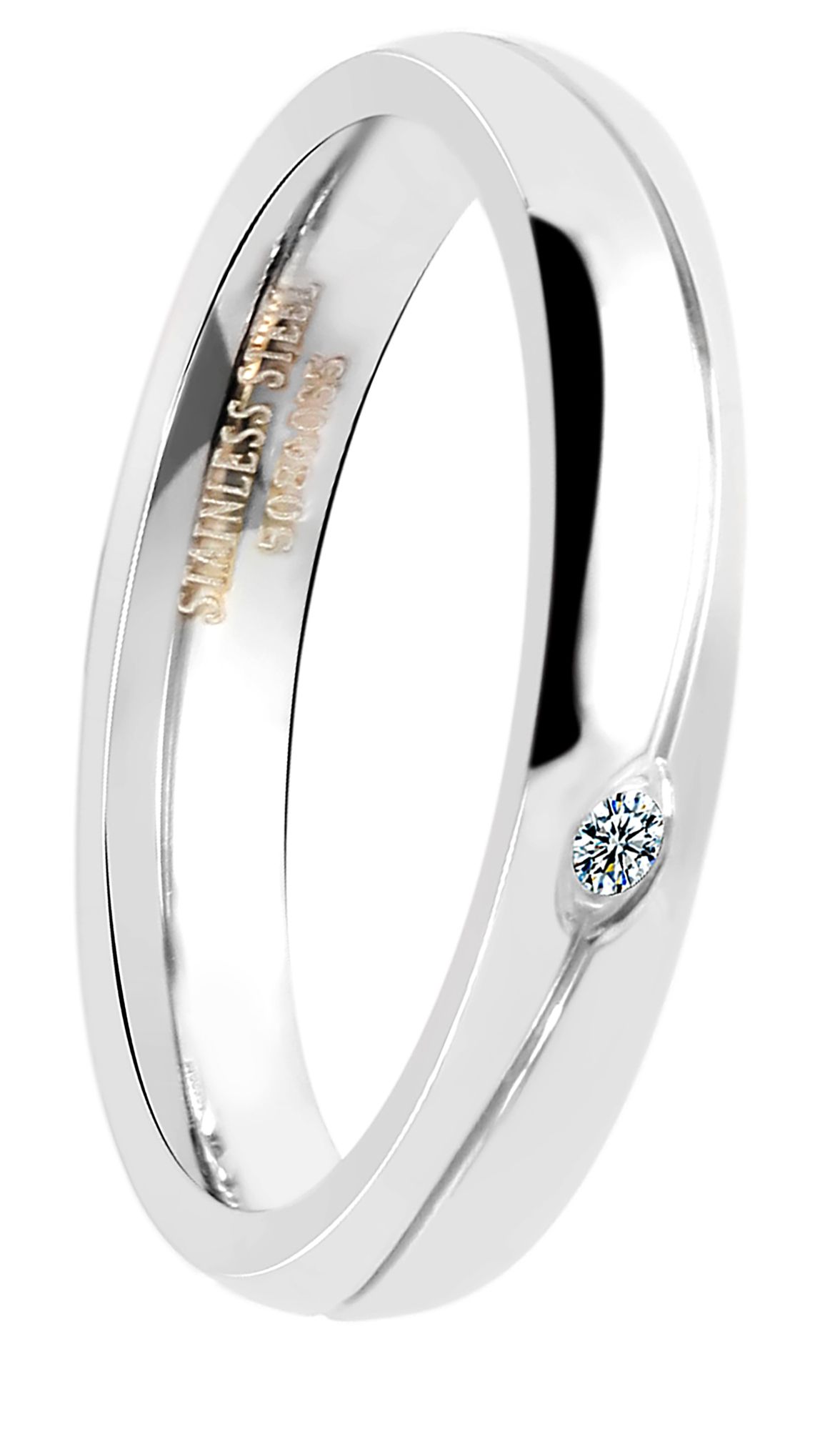 Akzent Damen-Partnerring aus Edelstahl, mit Similistein, silberfarbig, Gr. 62