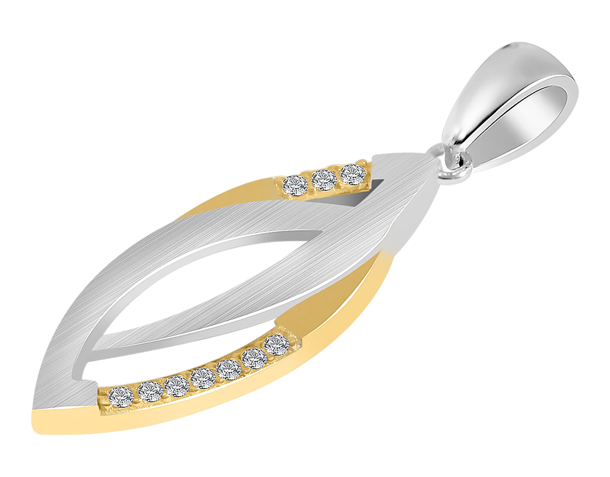 "Aurelie" 925/- Echt Silber Anhänger (ohne Kette), Zirkoniabesatz, bicolor - silberfarben/ rhodiniert und vergoldet