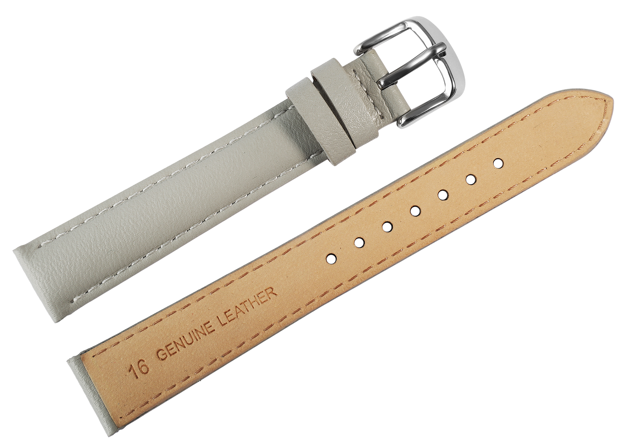 Gr 12 mm Uhrenarmband aus Echtleder in grau, genäht
