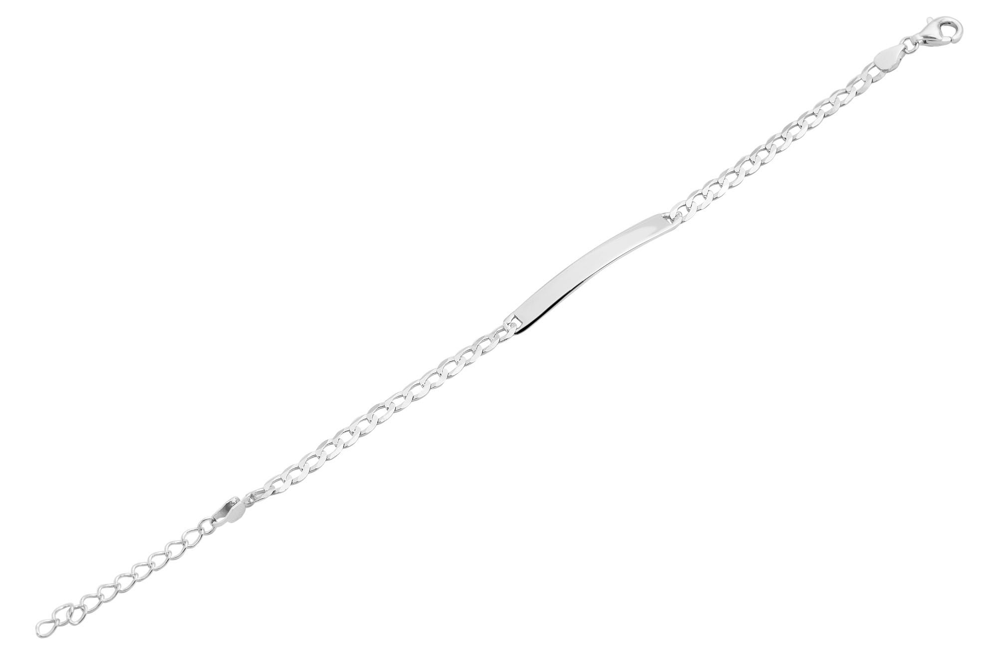 925/- Echt Silber Identarmband "Siwar", 925 Silber/rhodiniert, 17 + 3 cm