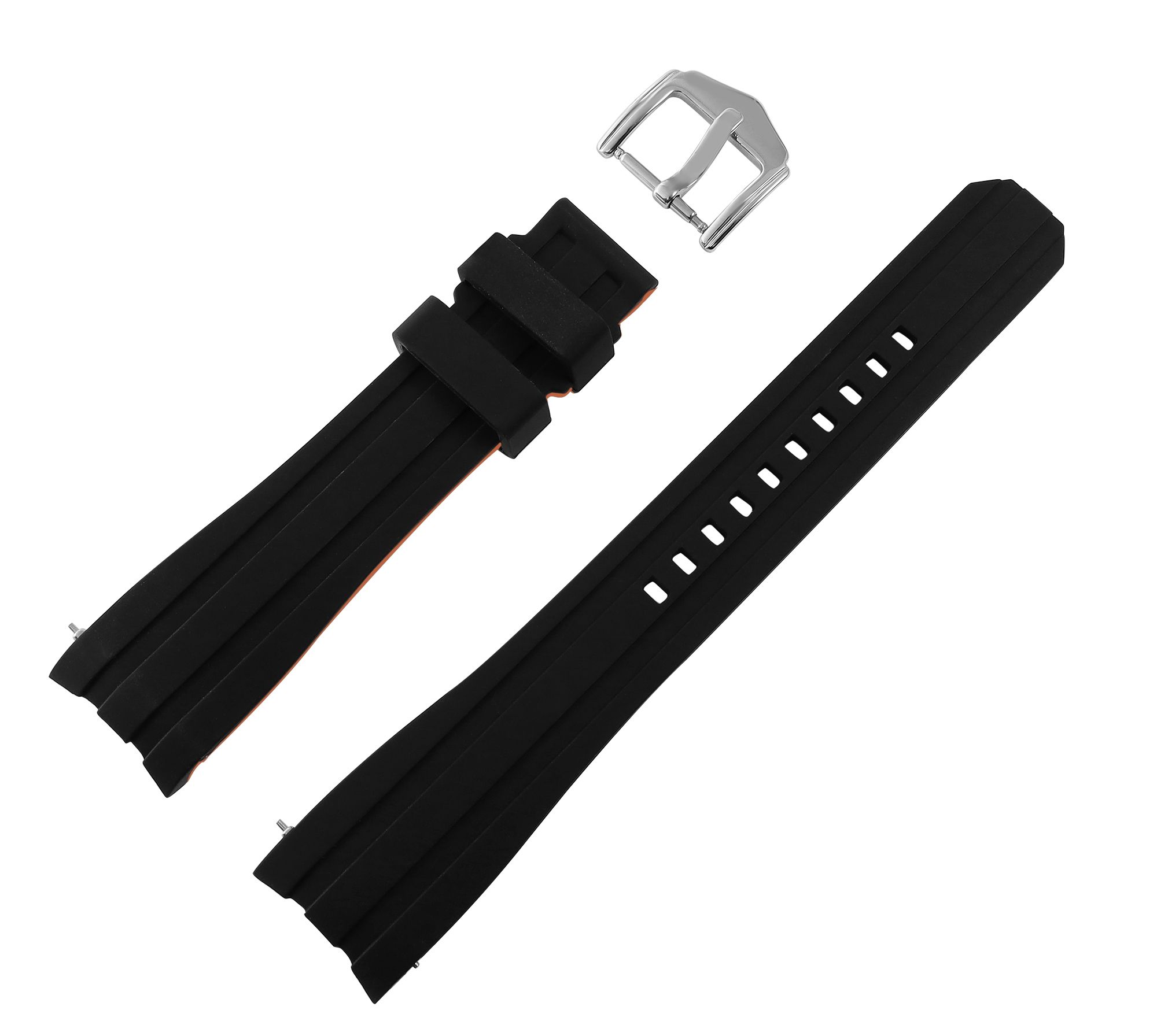 Schnellwechselarmband für Uhren, Silikon, Dornschließe, schwarz/orange, 20 mm