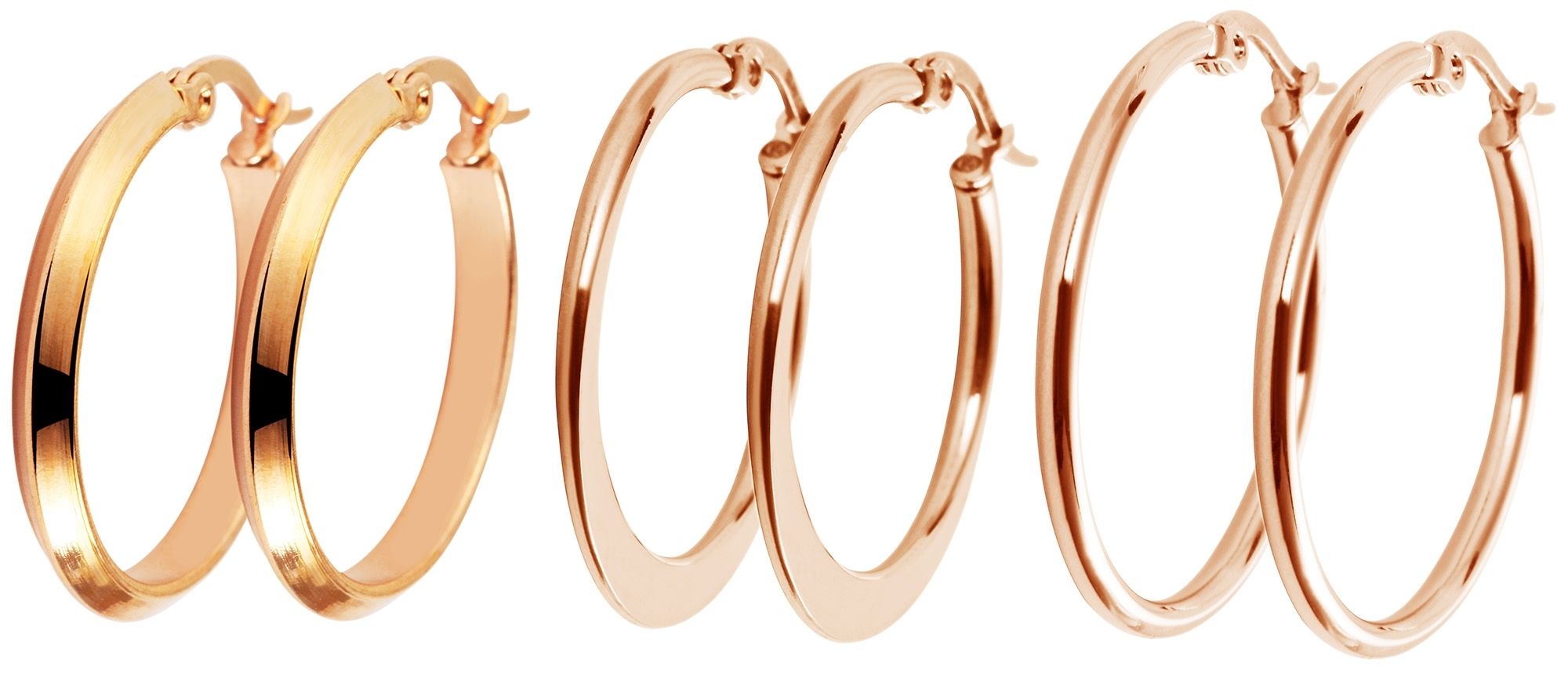 "Sheila"  Creolen aus Edelstahl, 3er Set (19mm/ 20mm/ 26mm), roségoldfarben