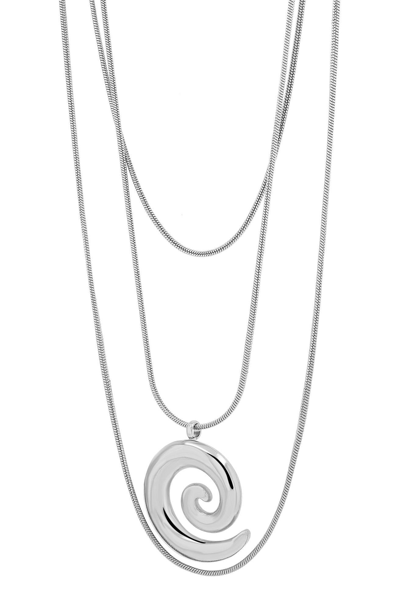 "Amita" Edelstahl Layering Kette (40/45/50+5cm) mit Spiral-Symbol, silberfarben