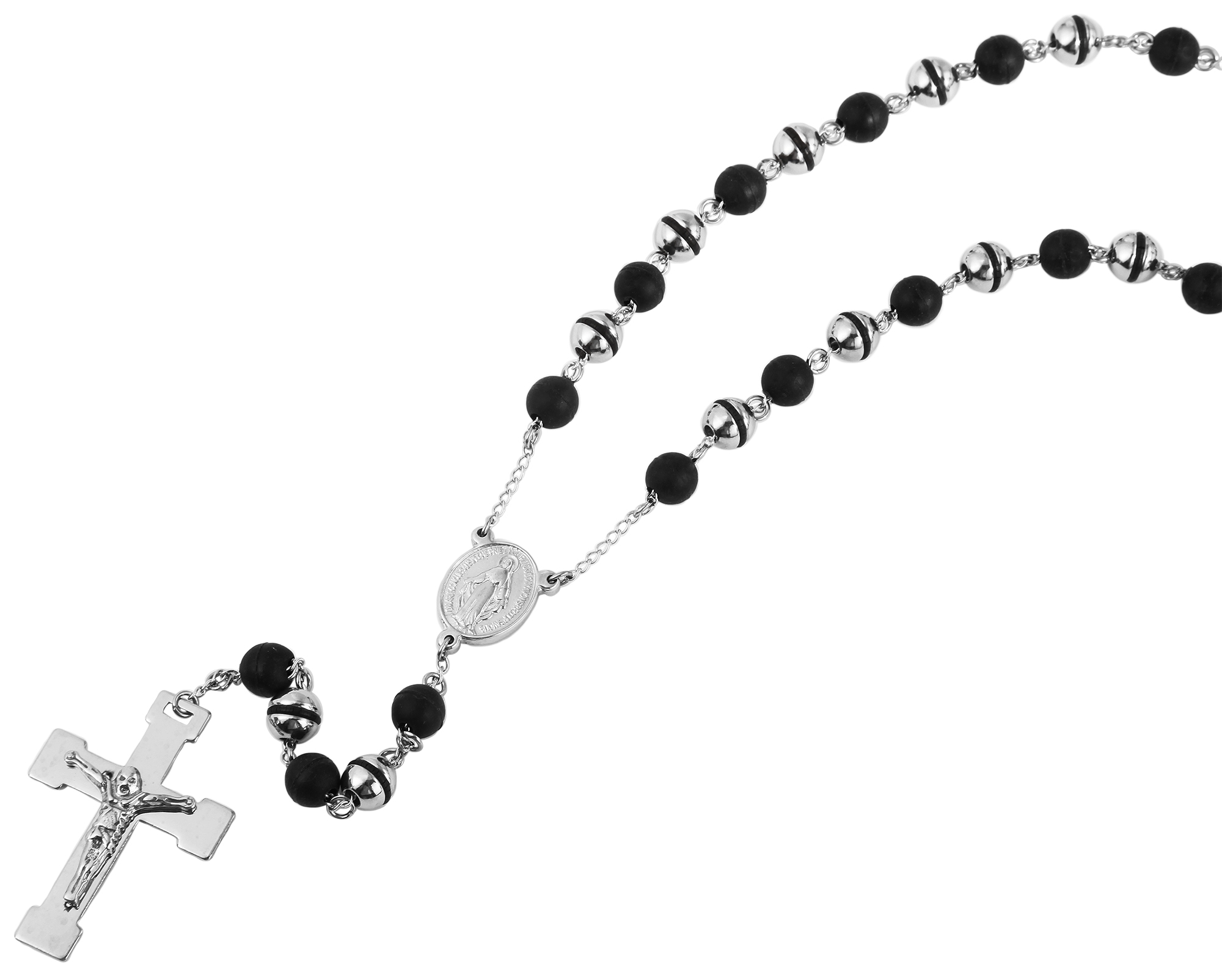 Akzent Edelstahl  Rosenkranzkette, Länge: 80 cm / Stärke: 8 mm