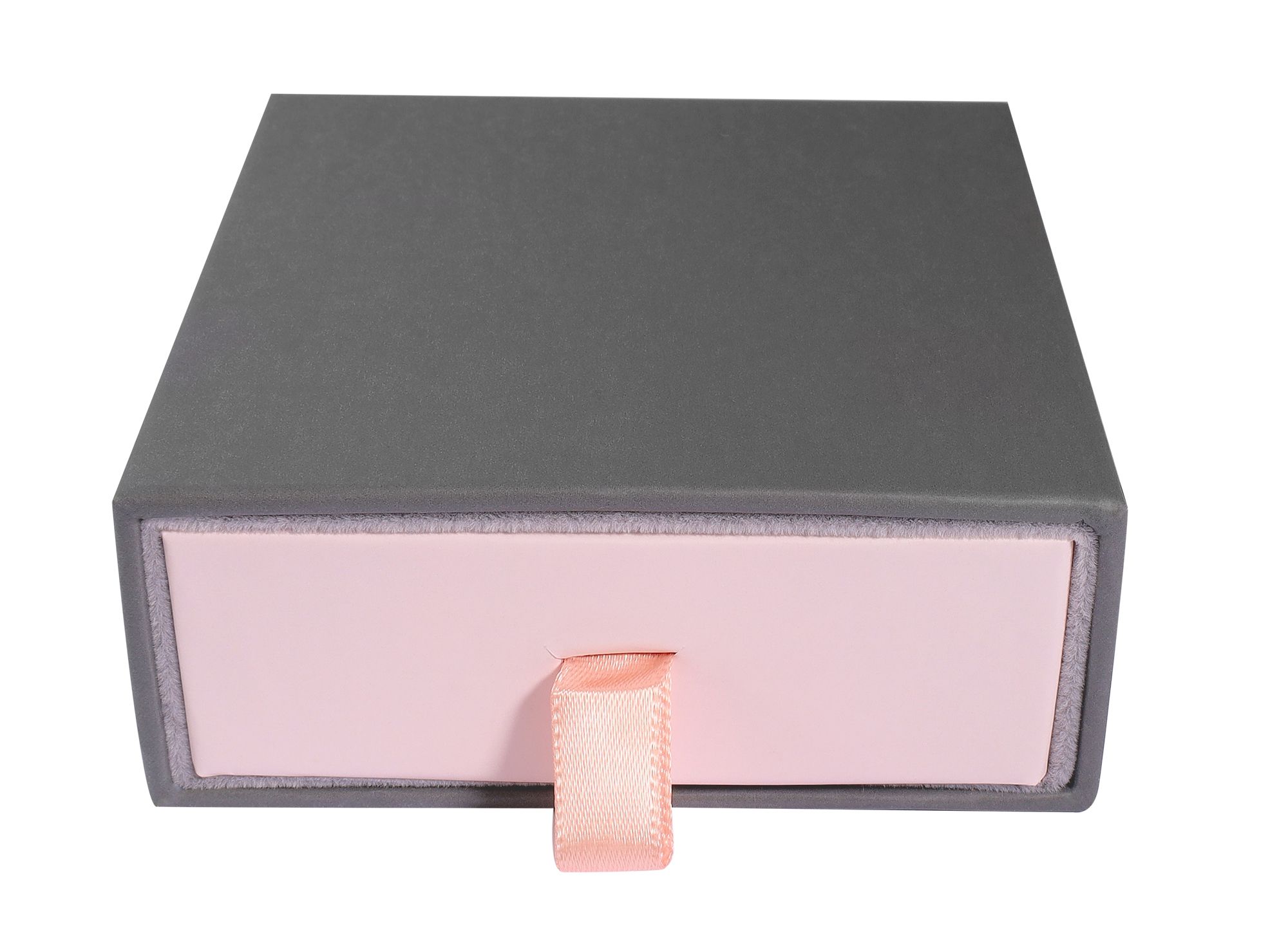 Schmuckboxen aus Pappe, VE 6, grau/rosa, 9 x 9 x 3,5 cm