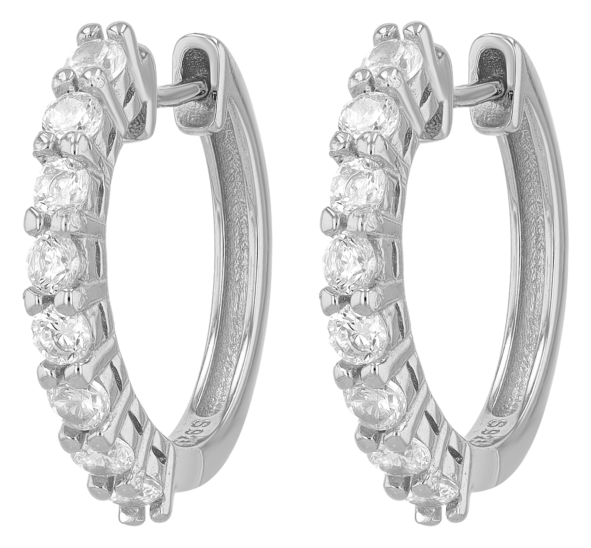"Alev", 925/- Echt Silber Creolen mit Zirkonia, rhodiniert