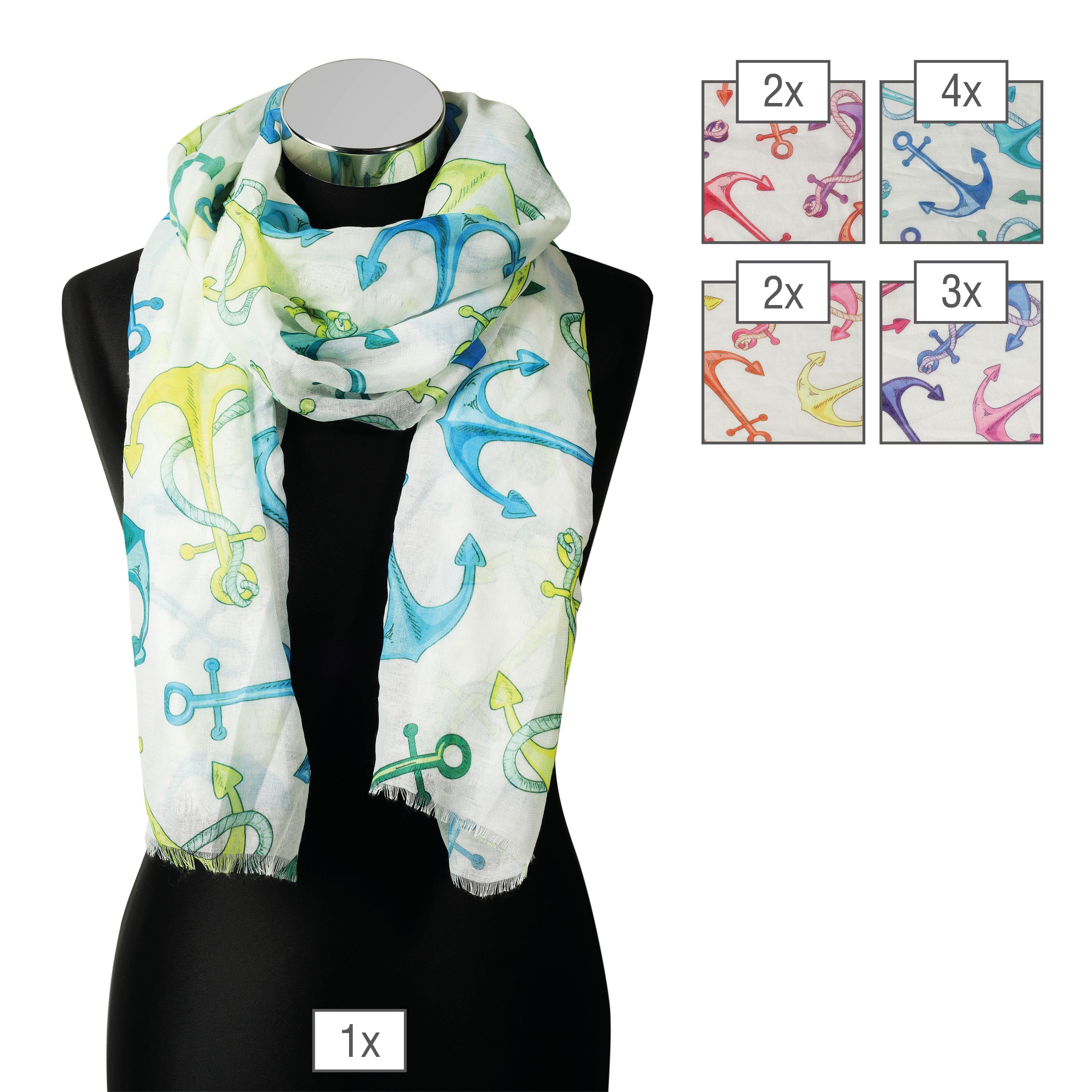 Schalpaket farblich sortiert, 170 x 70 cm, 100% Polyester, VE 12