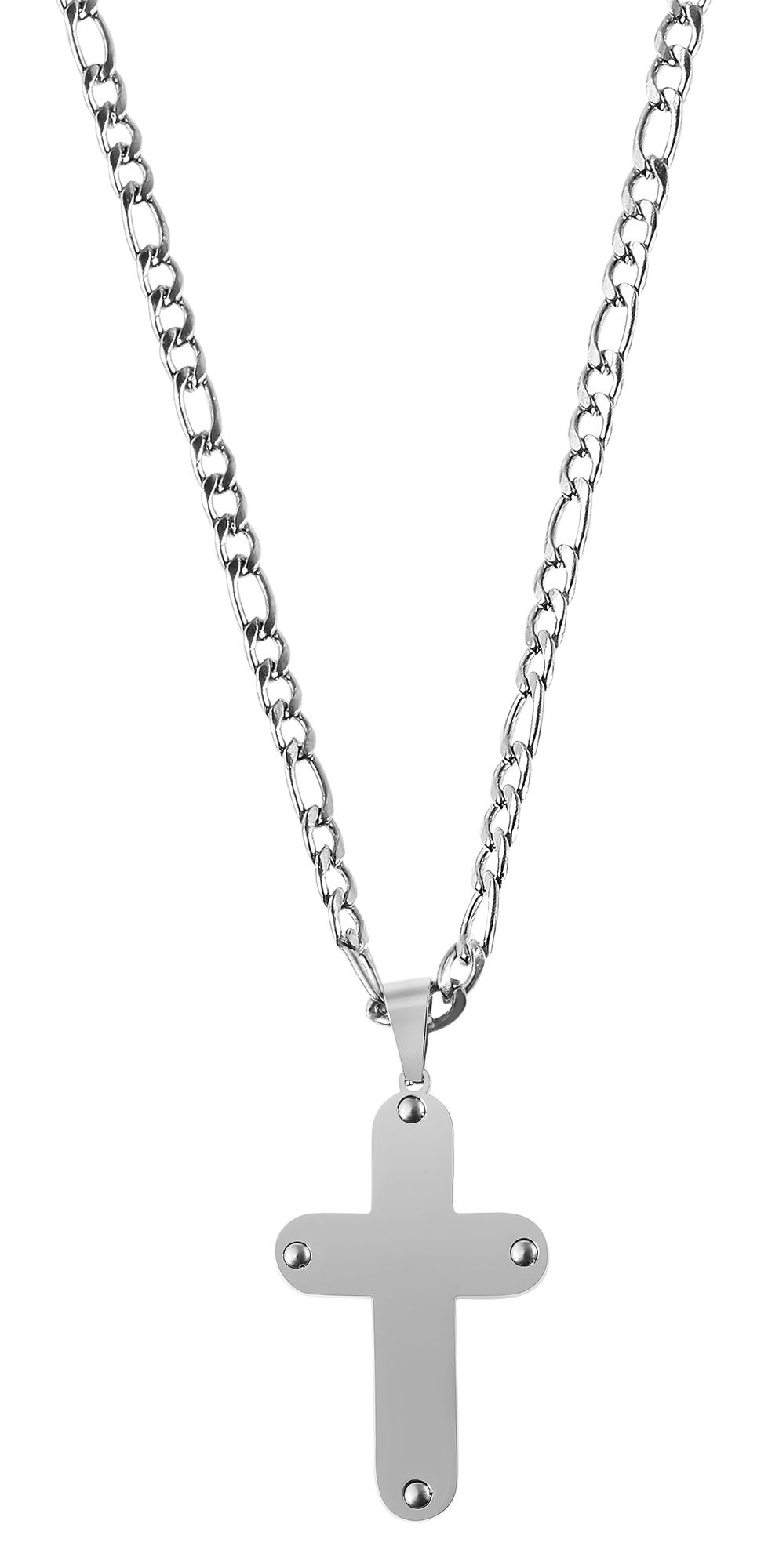 Akzent Kette mit Kreuzanhänger, Edelstahl, silberfarben