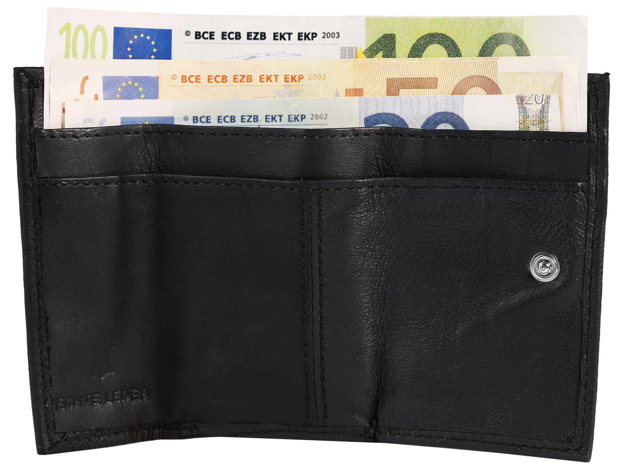 Excellanc Mini-Geldbörse aus Echtleder in schwarz