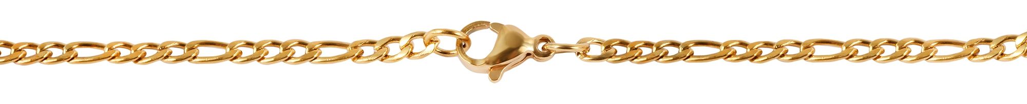 "Mireno" Edelstahlkette mit Anhänger, Kreuz/ Kruzifix, 61 cm/ 3 mm, goldfarben