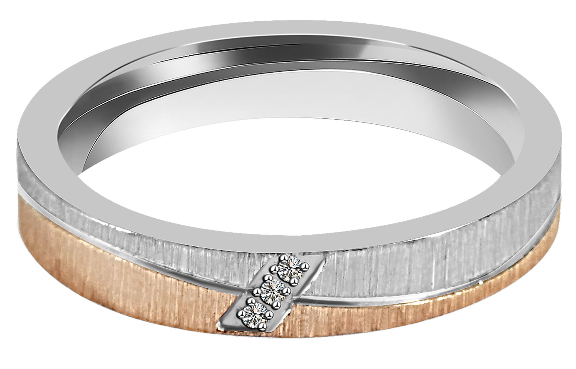 "Vision Highlight" Damen-Partnerring, Akzent, Edelstahl, Simili, bicolor (silberfarbig/ roségoldfarbig), Gr 54